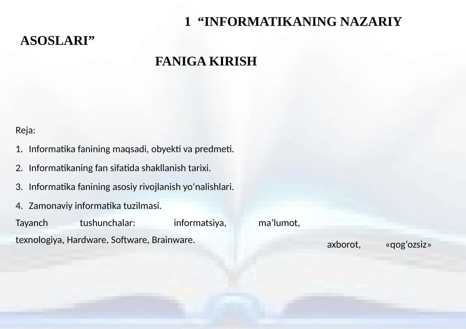 INFORMATIKANING NAZARIY ASOSLARI