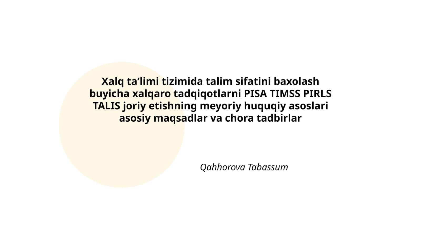 Xalq taʼlimi tizimida talim sifatini baxolash