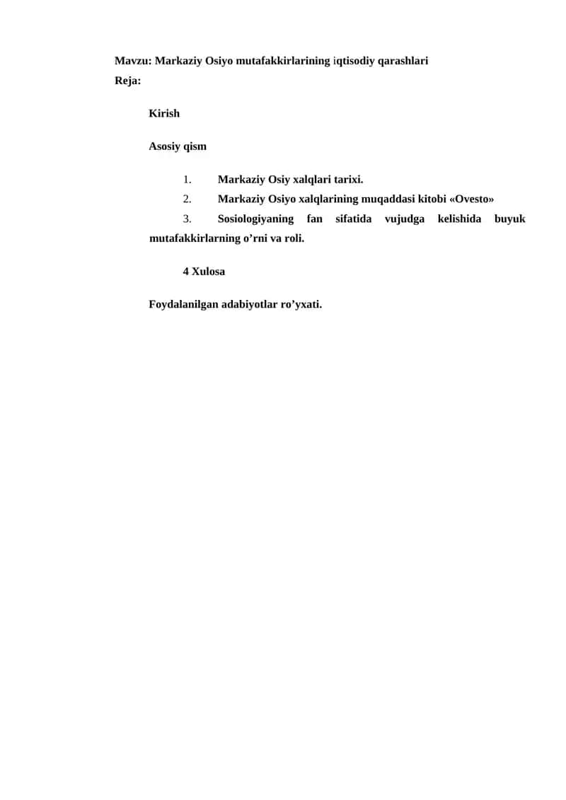 Markaziy Osiyo mutafakkirlarining iqtisodiy qarashlari