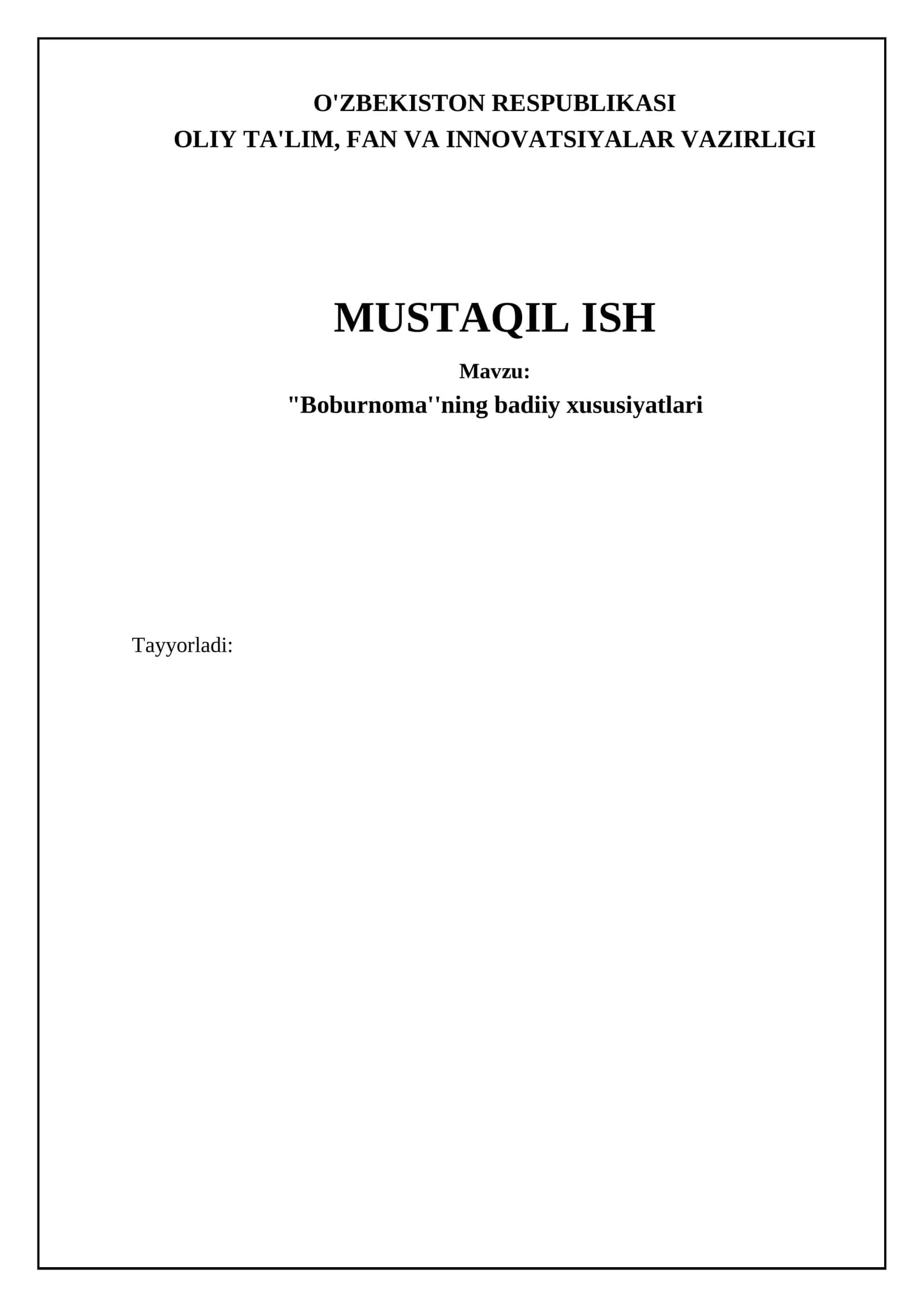 "Boburnoma''ning badiiy xususiyatlari"