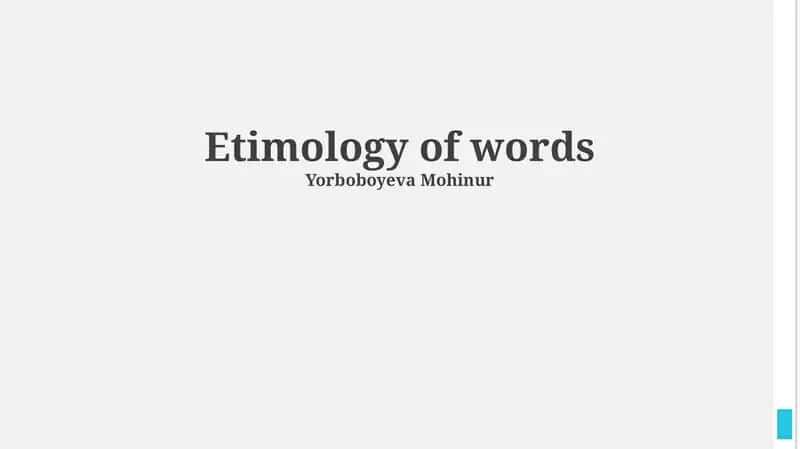 Etimology of words