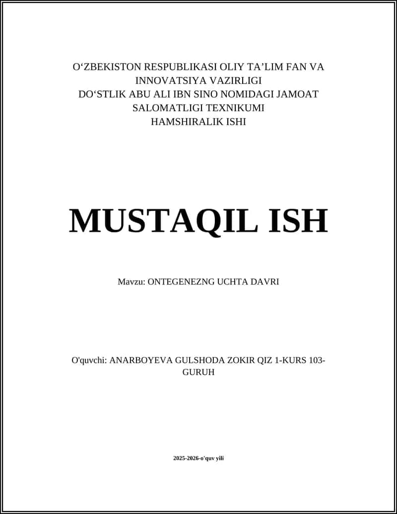 ONTEGENEZNG UCHTA DAVRI