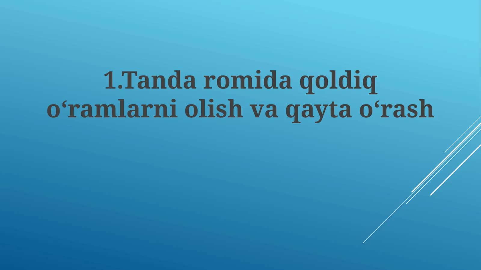 Tandaromida qoldiq oʻramlarni olish va qayta oʻrash