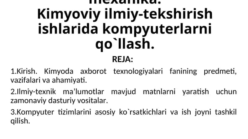 Kimyoda kompyuter modellashtirish