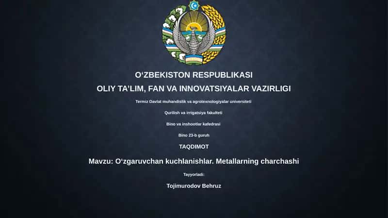 O'zgaruvchan kuchlanishlar. Metallarning charchashi