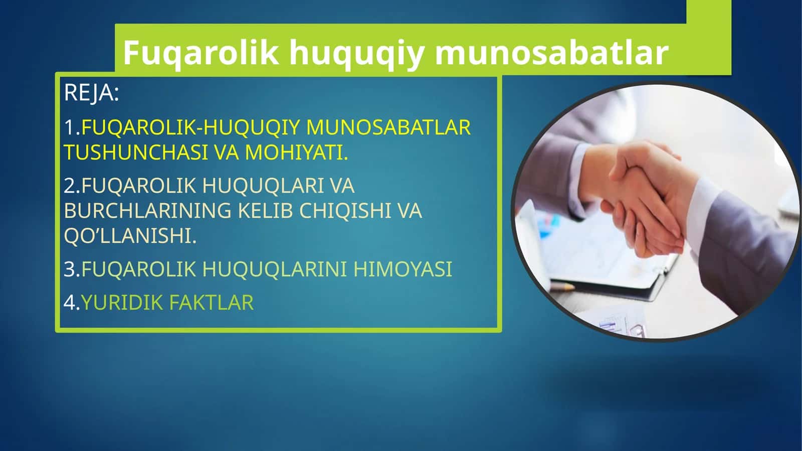 Fuqarolik huquqiy munosabatlar