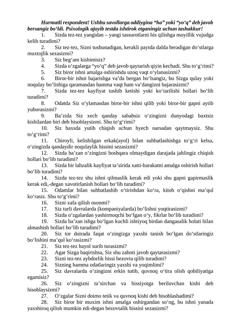 Psixologik test