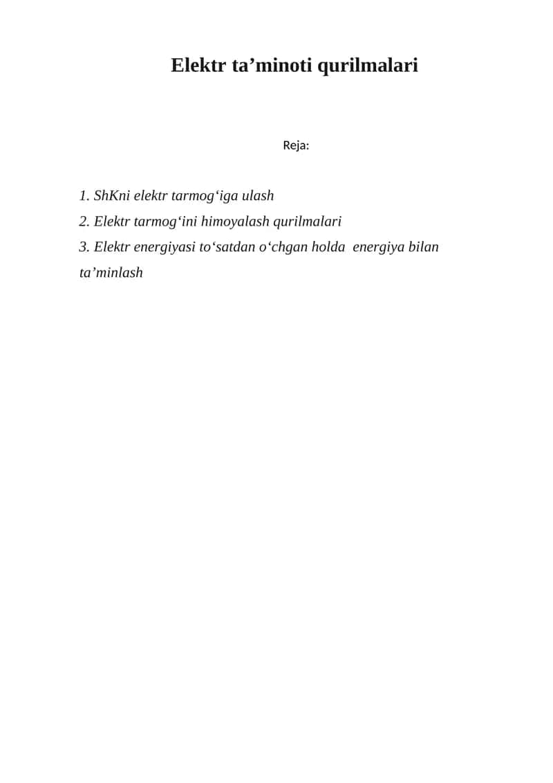 Elektr ta’minoti qurilmalari