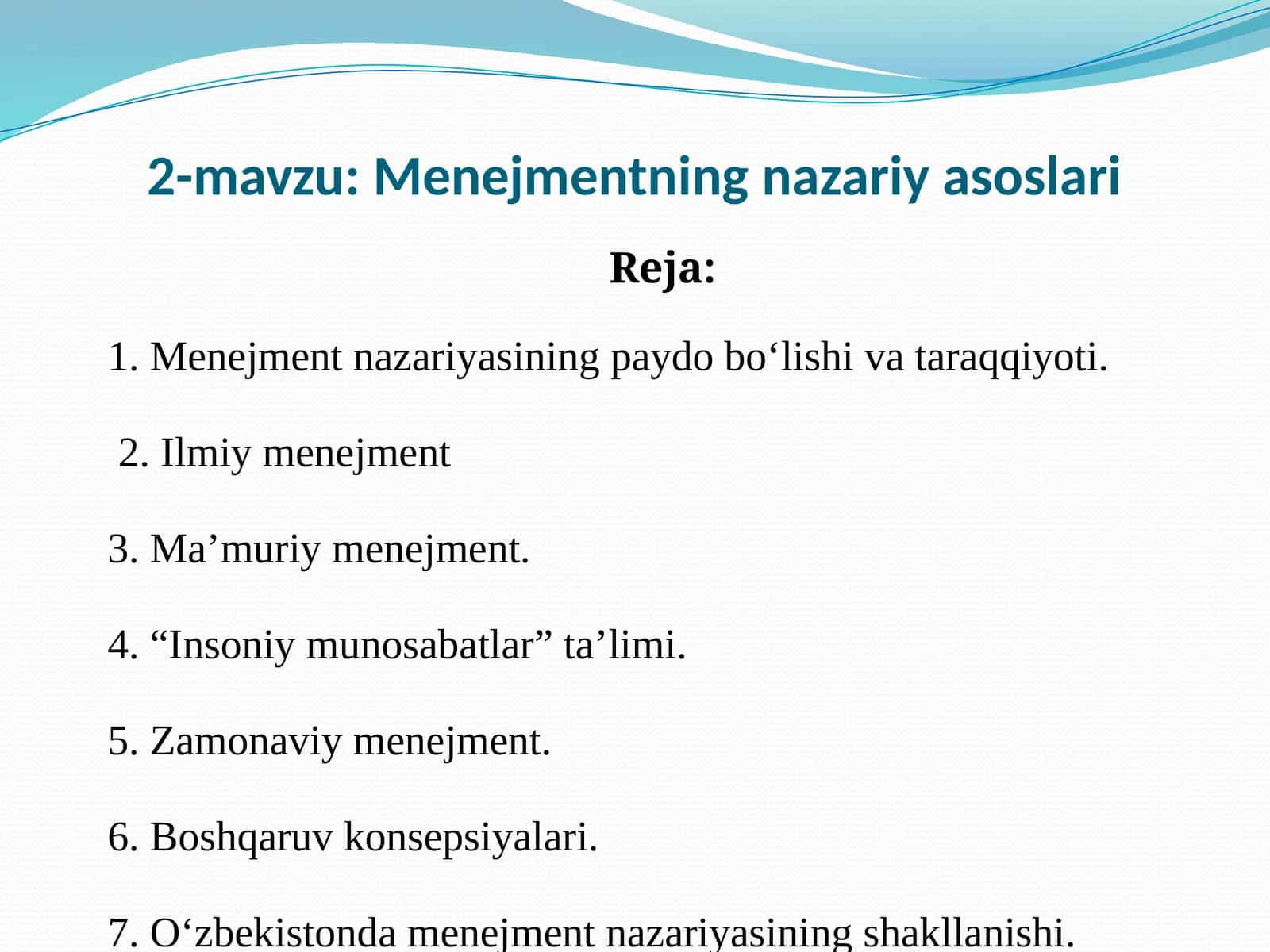 Menejmentning nazariy asoslari