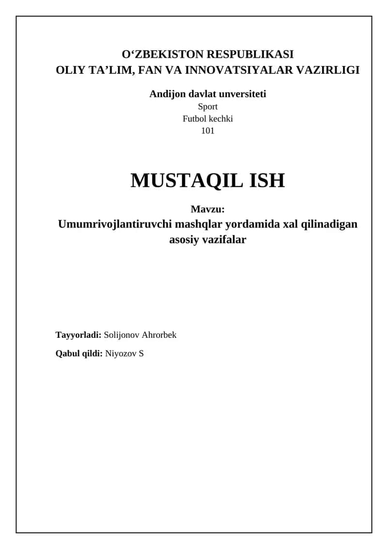 Umumiy rivojlantiruvchi mashqlar