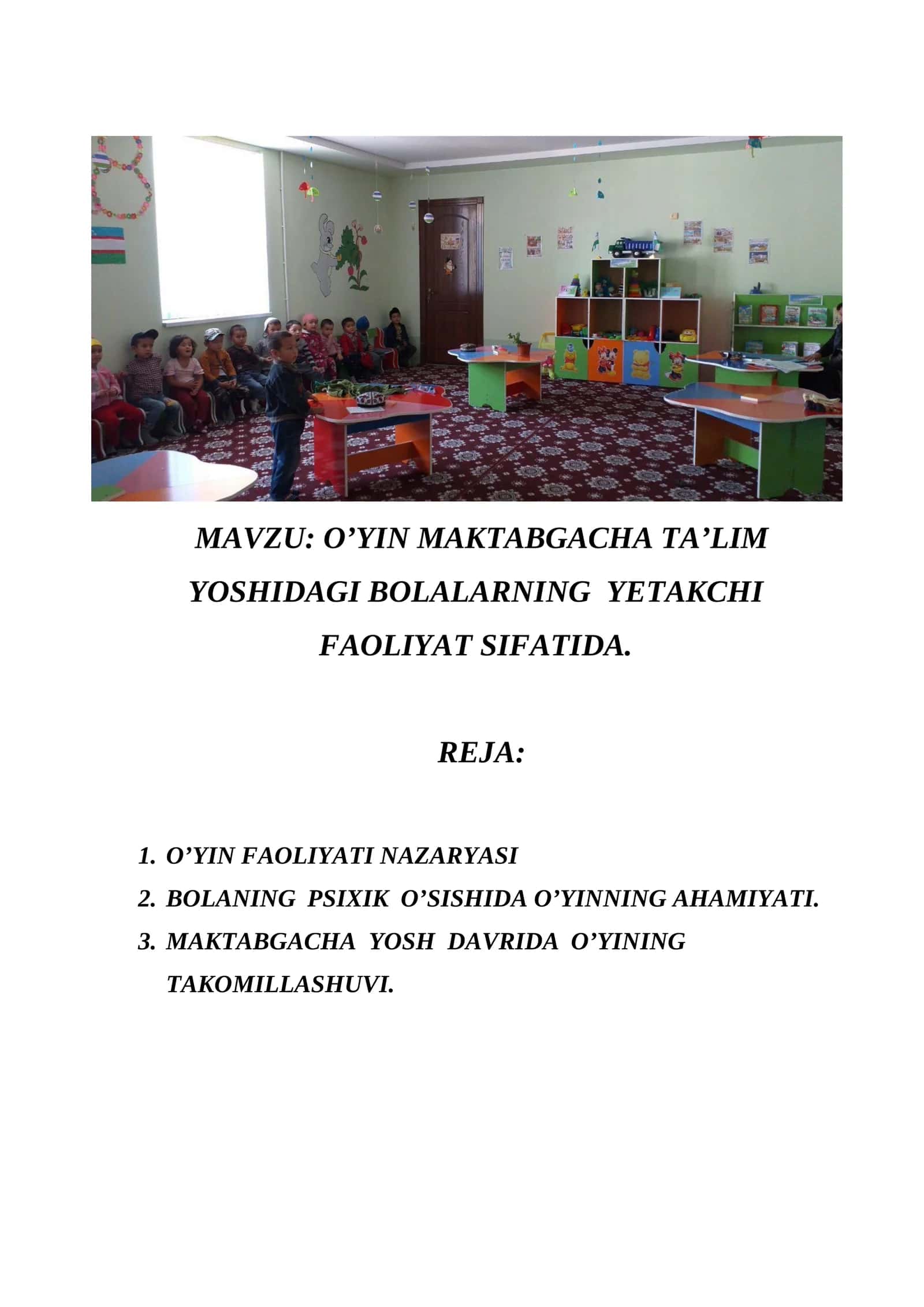 O’YIN MAKTABGACHA TA’LIM YOSHIDAGI BOLALARNING YETAKCHI FAOLIYAT SIFATIDA