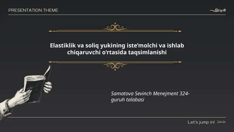 Elastiklik va soliq yukining iste’molchi va ishlab chiqaruvchi o‘rtasida taqsimlanishi