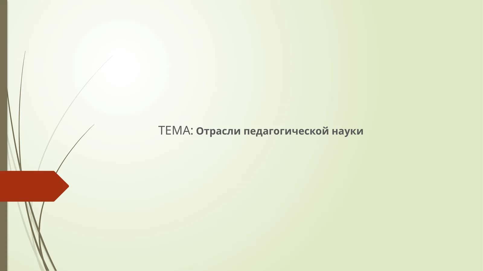 Отрасли педагогической науки