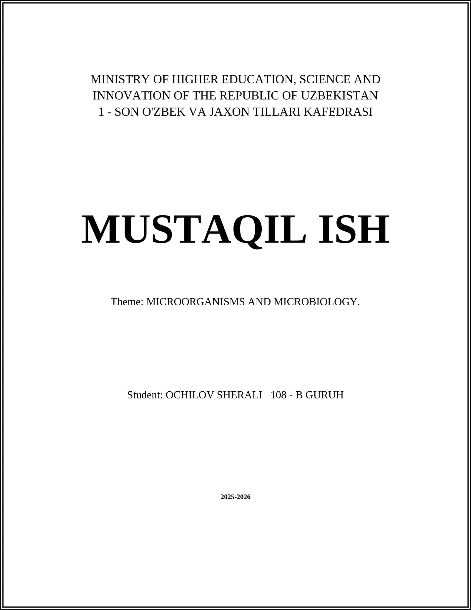 MICROORGANISMS AND MICROBIOLOGY