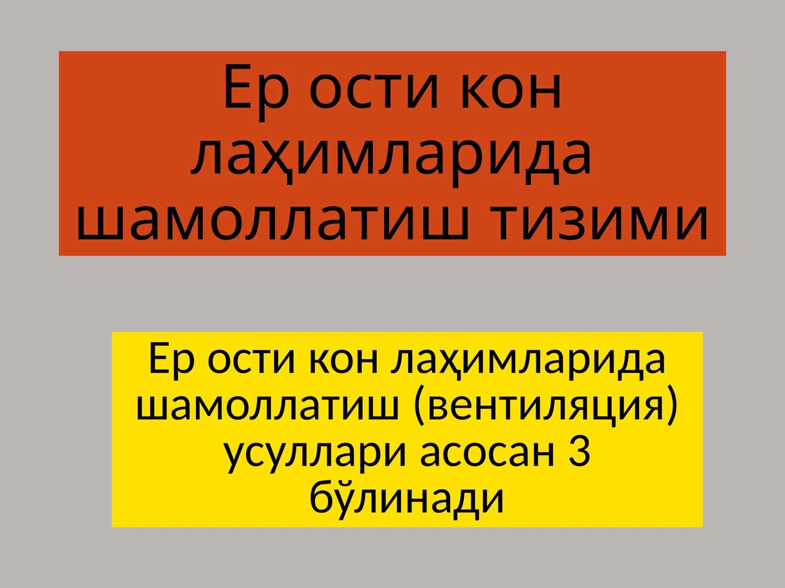Ер ости кон лаҳимларда шамоллатиш тизими