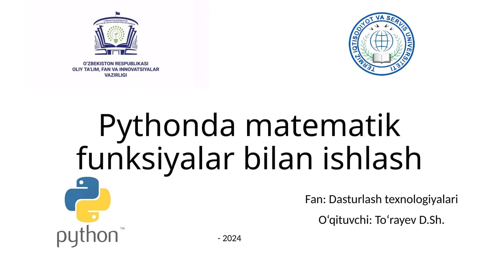 PYTHON DA MATEMATIK FUNKSIYALAR