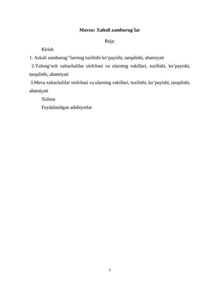 Xaltali zamburug`lar