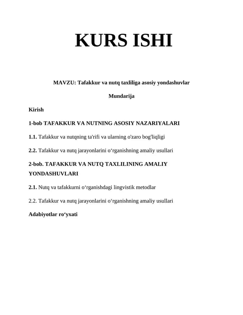 Tafakkur va Nutq Taxlili