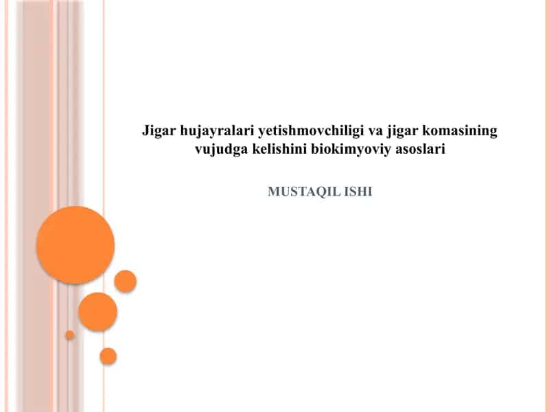Jigar hujayralari yetishmovchiligi va jigar komasining vujudga kelishini biokimyoviy asoslari