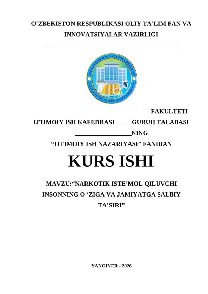 “NARKOTIK ISTE’MOL QILUVCHI INSONNING O ‘ZIGA VA JAMIYATGA SALBIY TA’SIRI”