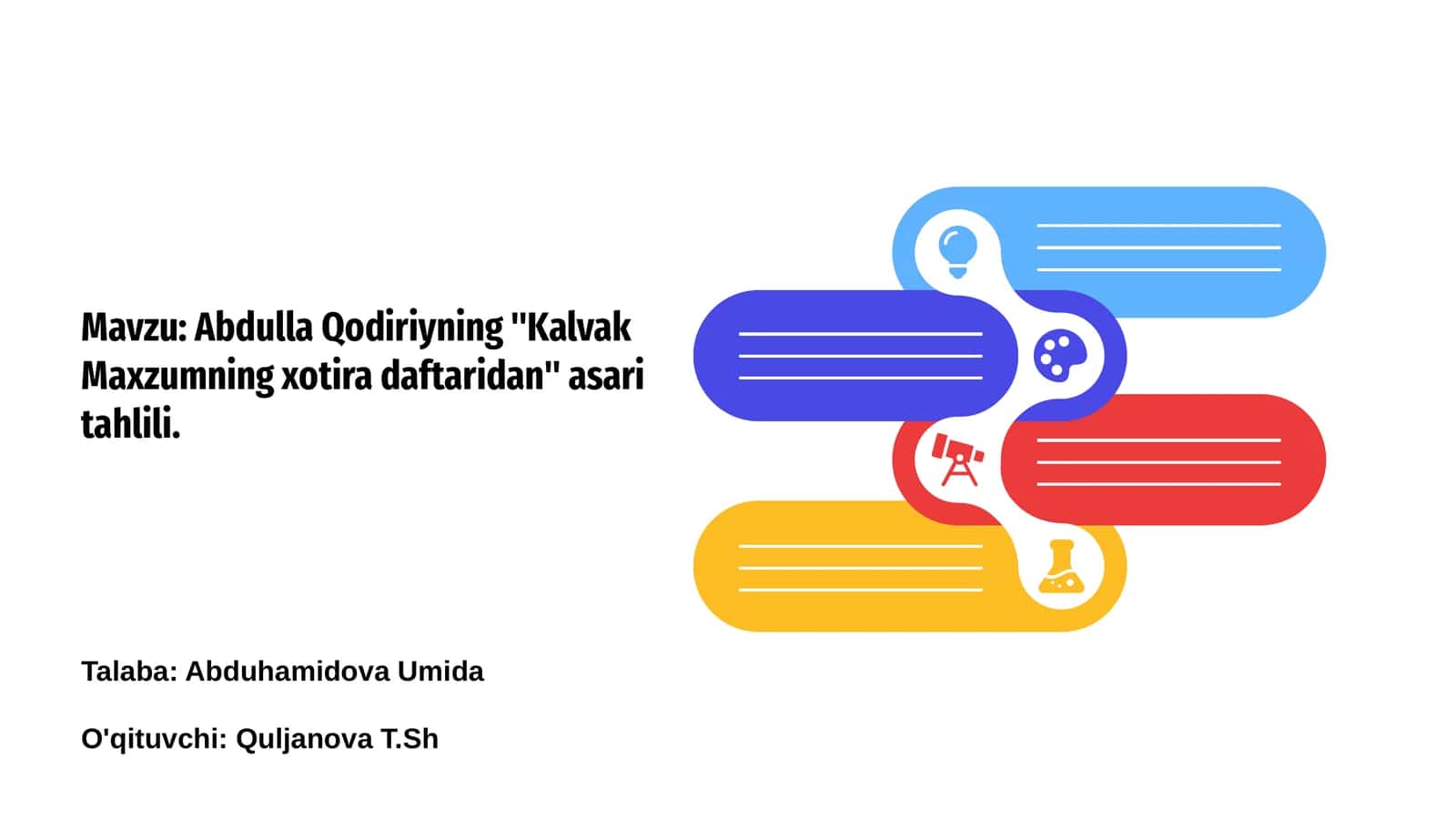 Abdulla Qodiriyning "Kalvak Maxzumning xotira daftaridan" asari tahlili