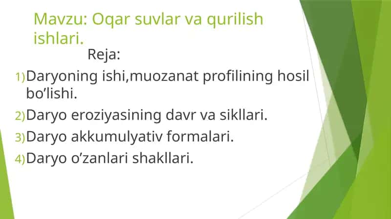 Oqar suvlar va qurilish ishlari