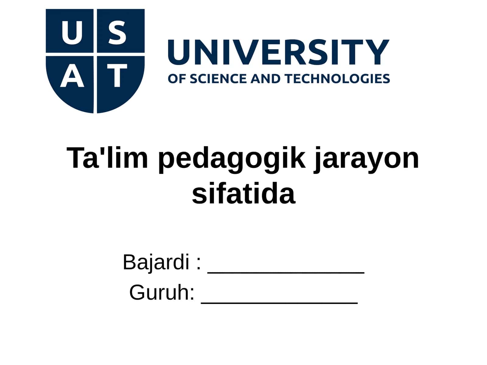 Ta'lim pedagogik jarayon sifatida