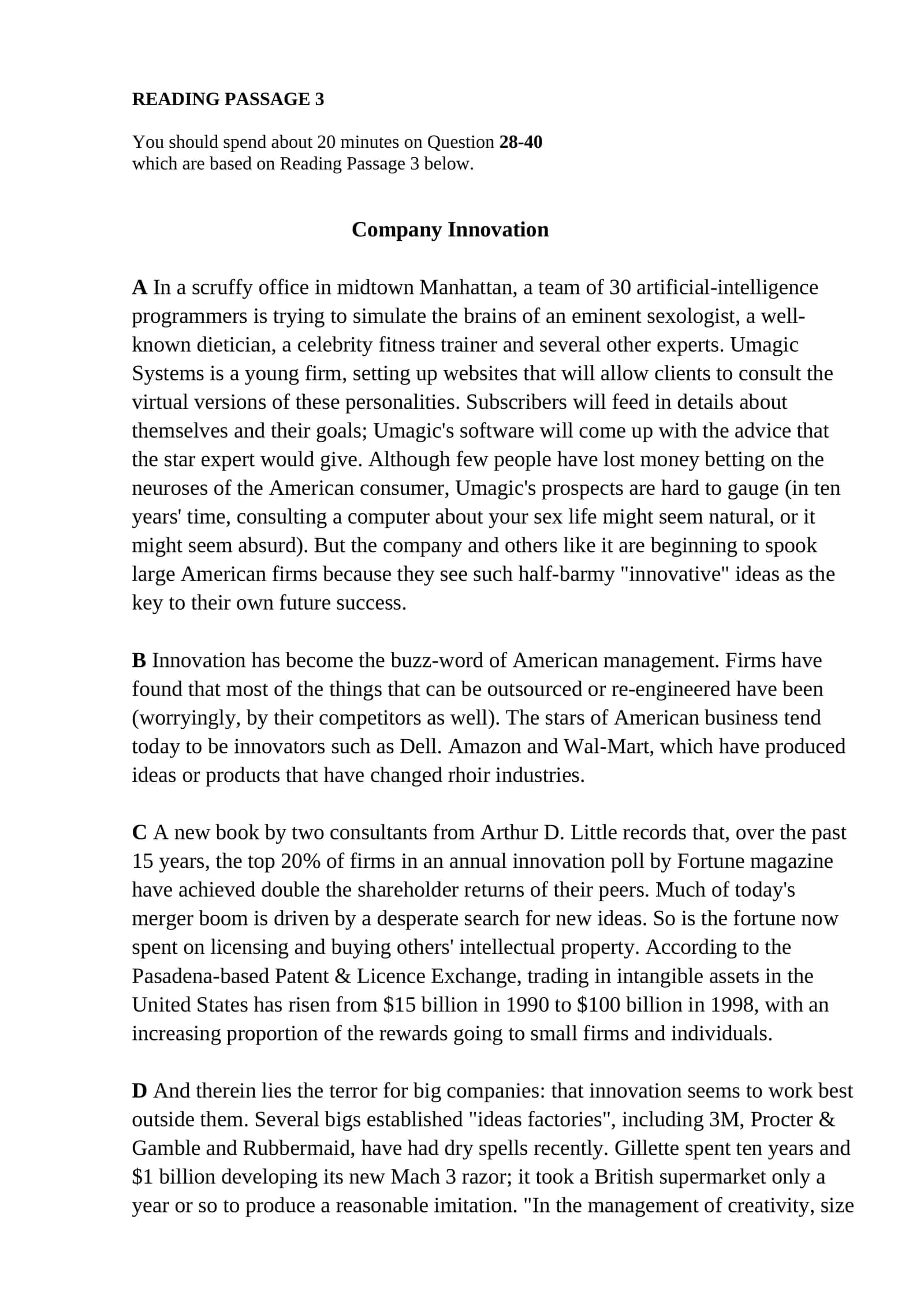 Company Innovation