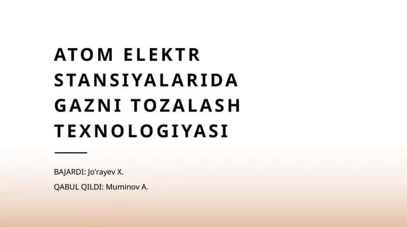 Gazni Tozalash Texnologiyasi
