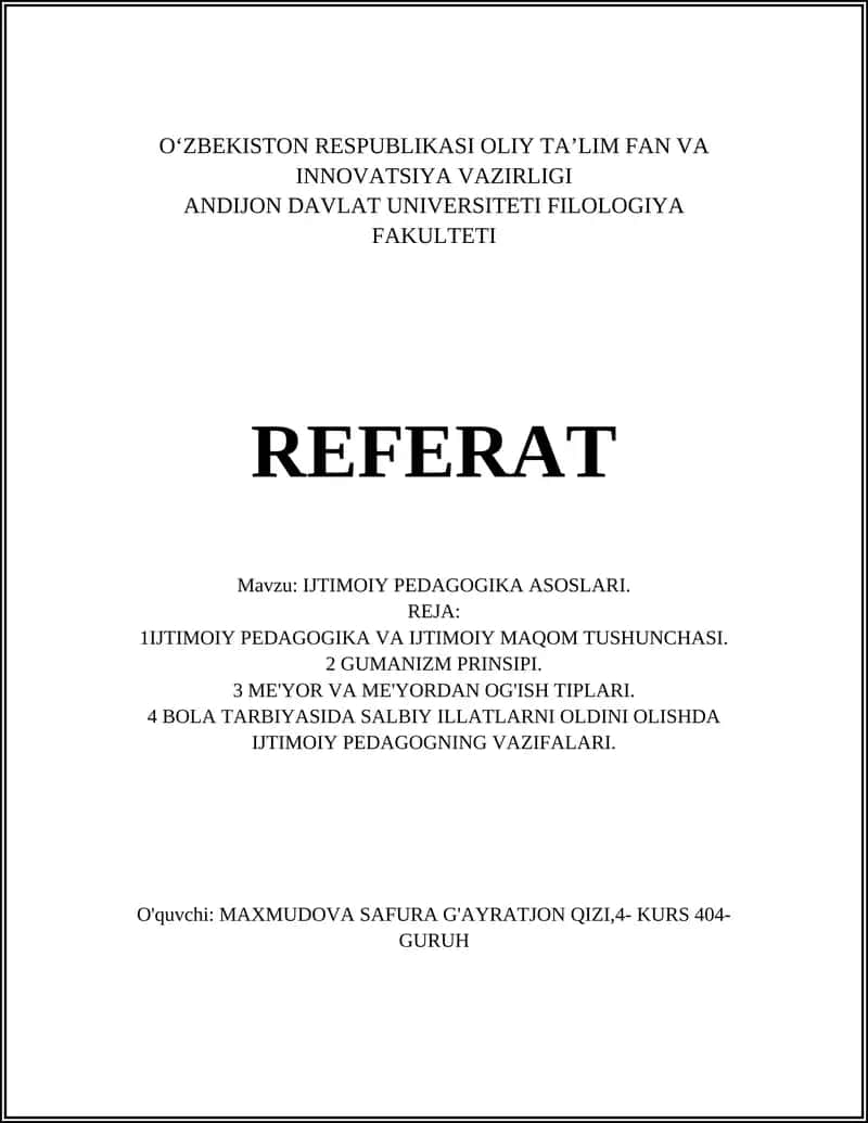 Ijtimoiy Pedagogika Asoslari