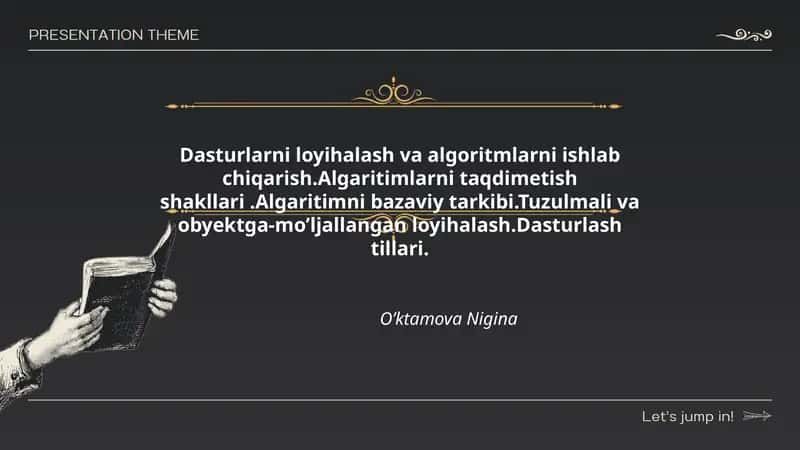 Algoritimlarni Ishlab Chiqarish