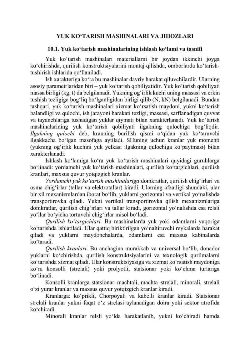 Yuk koʻtarish mashinalari va jihozlari