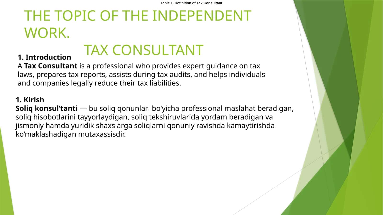 TAX CONSULTANT