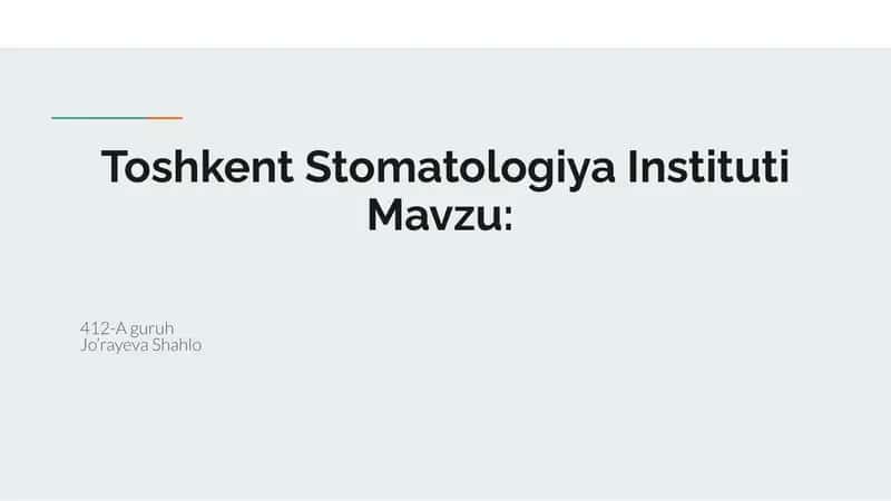 Paradontologiya og’iz bo’shlig’ini tekshirish