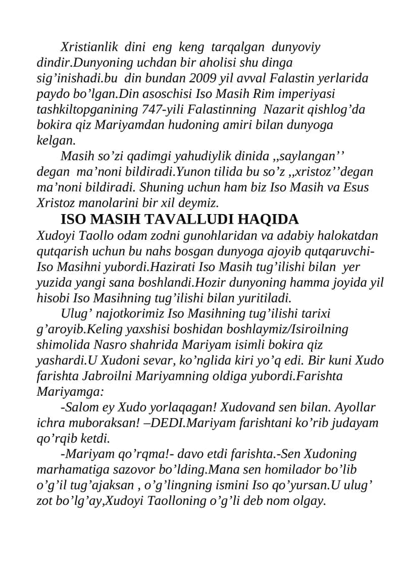 Xristianlik dini eng keng tarqalgan dunyoviy dindir