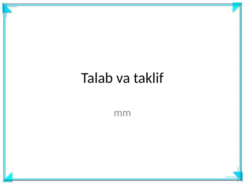 Talab va taklif