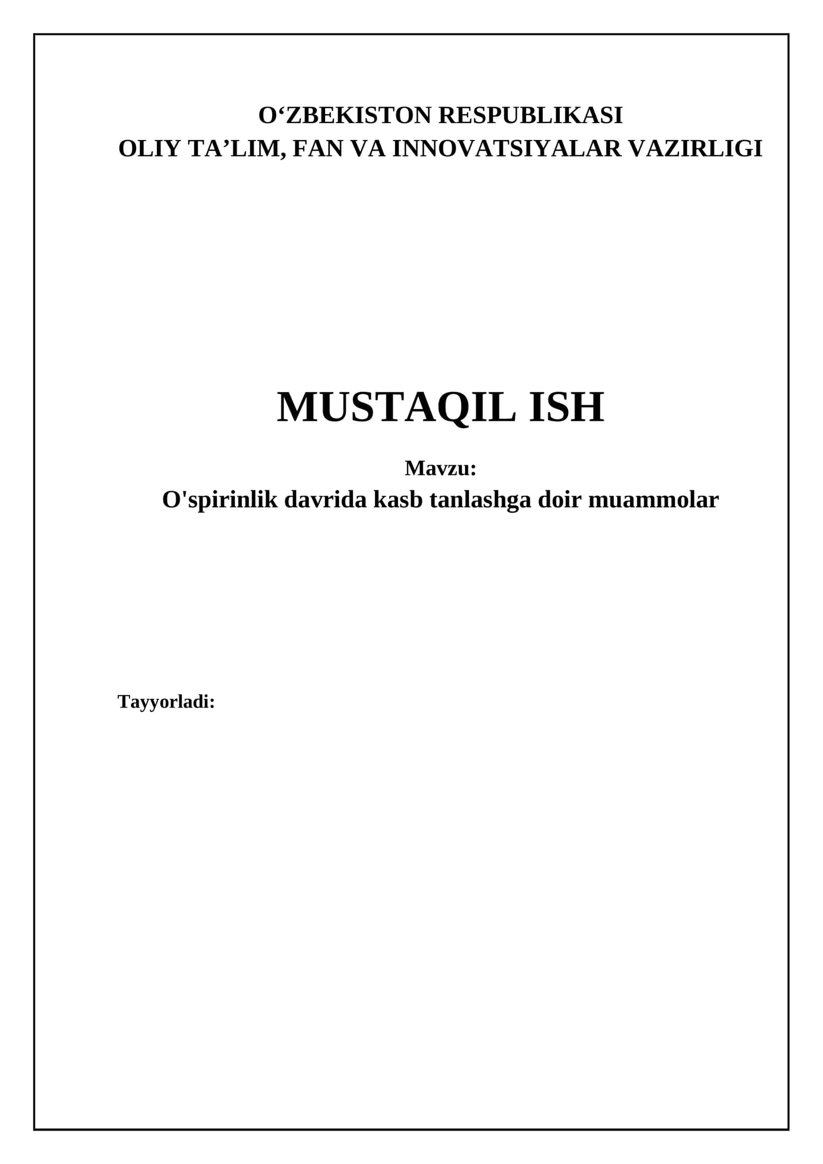 O'smirlik davrida kasb tanlash muammolari: Asosiy omillar