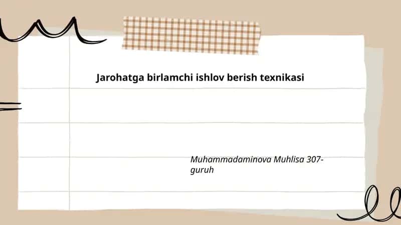 Jarohatga birlamchi ishlov berish texnikasi