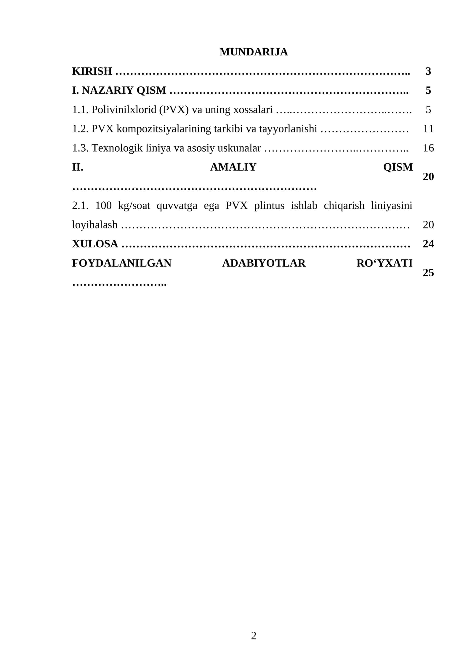 PVX kompozitsiyadan quvvati 100 kg/soat boʻlgan plintus ishlab chiqaradigan texnologik liniyani loyihalash