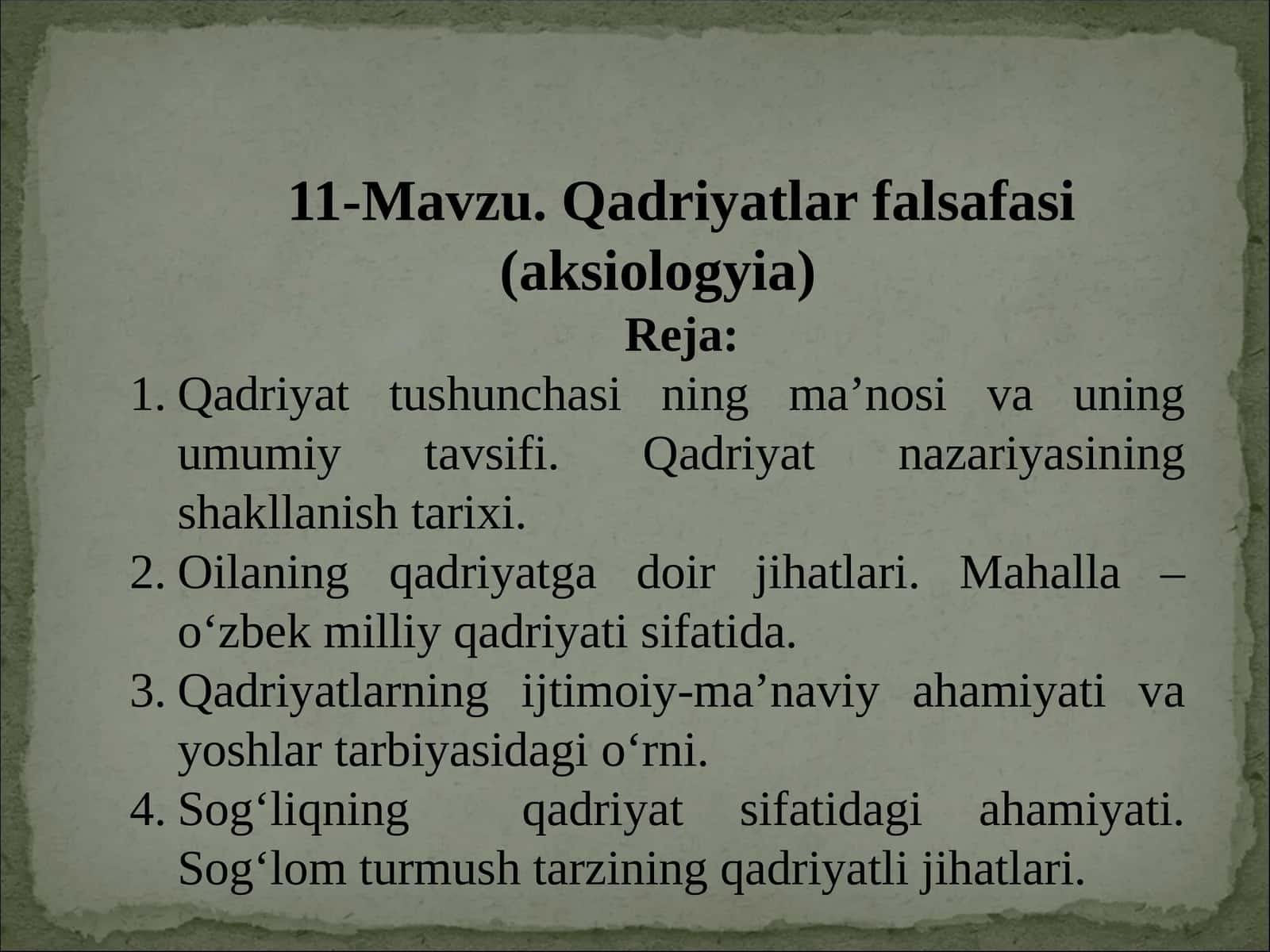 Qadriyatlar falsafasi (aksiologyia)