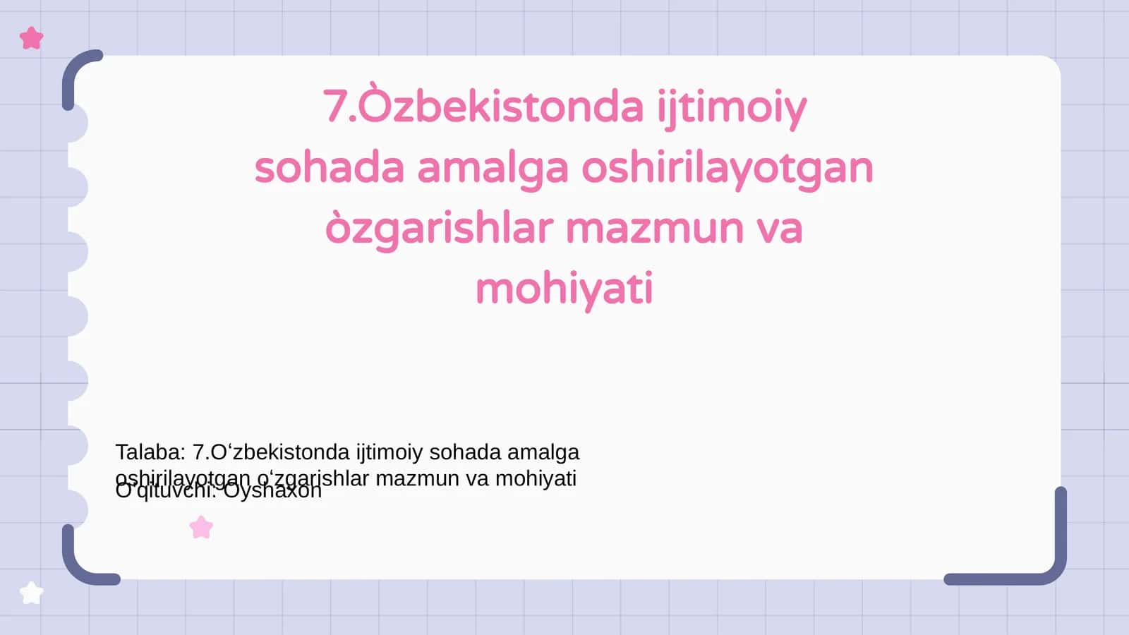 Oʻzbekistonda ijtimoiy sohada amalga oshirilayotgan òzgarishlar mazmun va mohiyati
