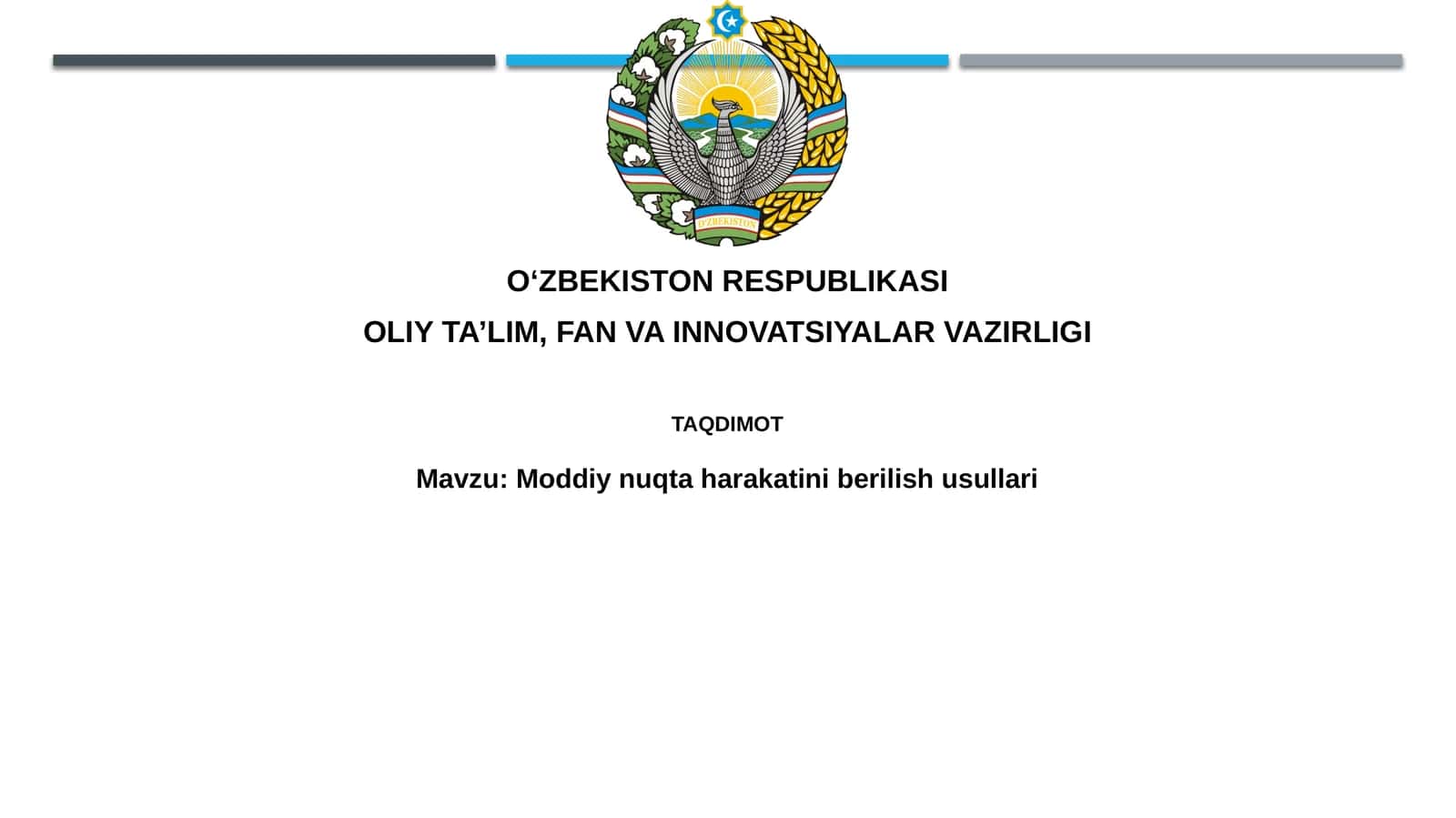 Moddiy nuqtaharakatini berilish usullari