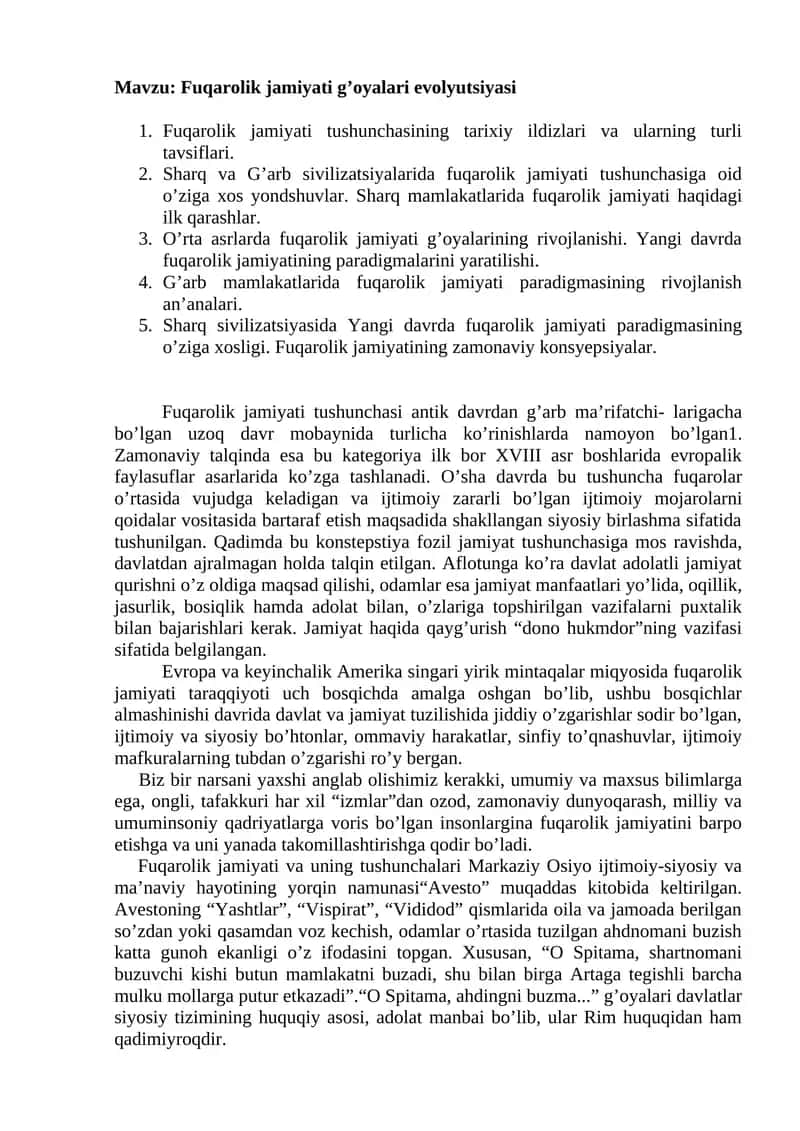 Fuqarolik jamiyati g’oyalari evolyutsiyasi