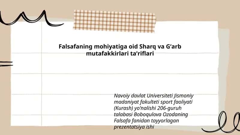 Falsafaning mohiyatiga oid Sharq va Gʻarb mutafakkirlari taʼriflari