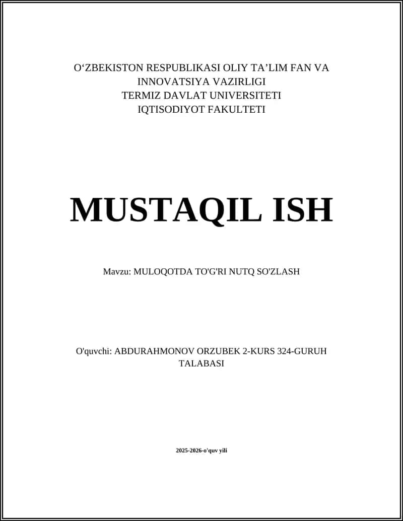 MULOQOTDA TO'G'RI NUTQ SO'ZLASH