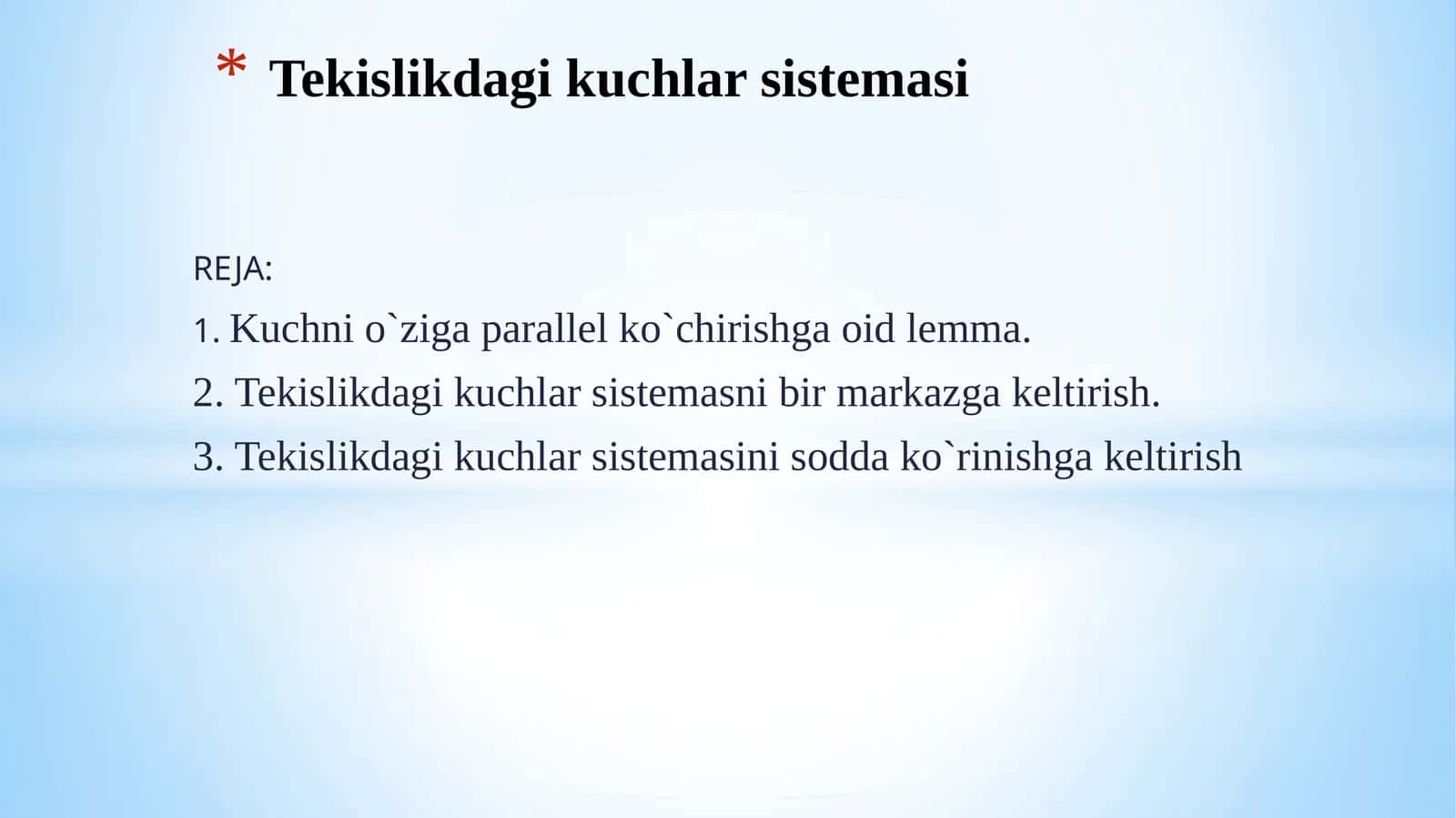 Tekislikdagikuchlarsistemasi