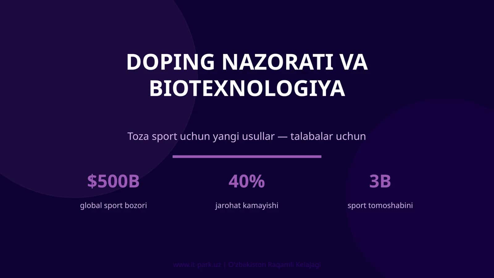DOPING NAZORATI VA BIOTEXNOLOGIYA