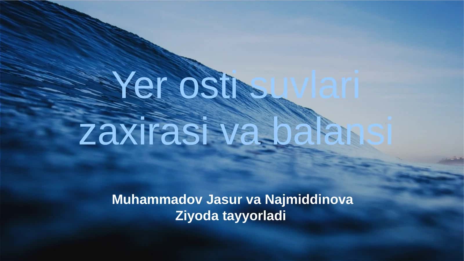 Yer osti suvlari zaxirasi va balansi