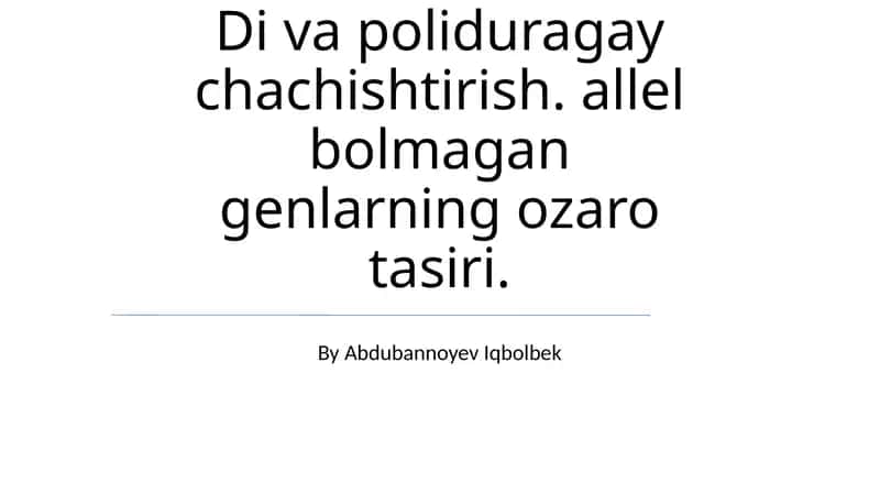 Dihybrid Chatishtirish