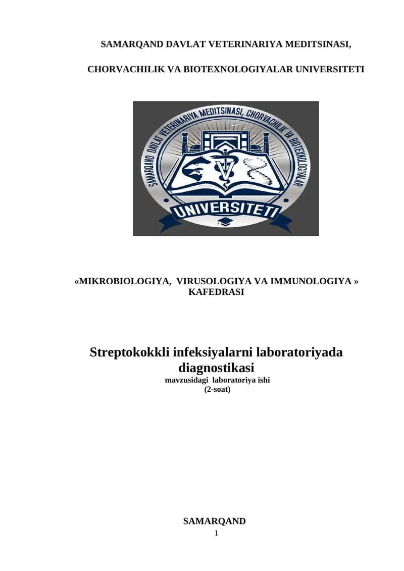 Streptokokkli infeksiyalarni laboratoriyada diagnostikasi